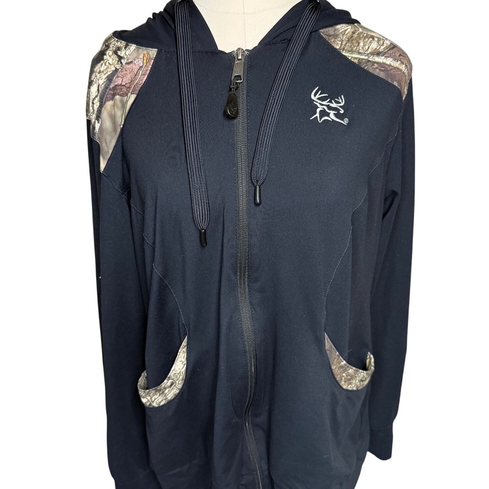 Bushmaster Mens Large Black‎ Mossy Oak Camo Hoodie Jacket gorpcore hunting cabn